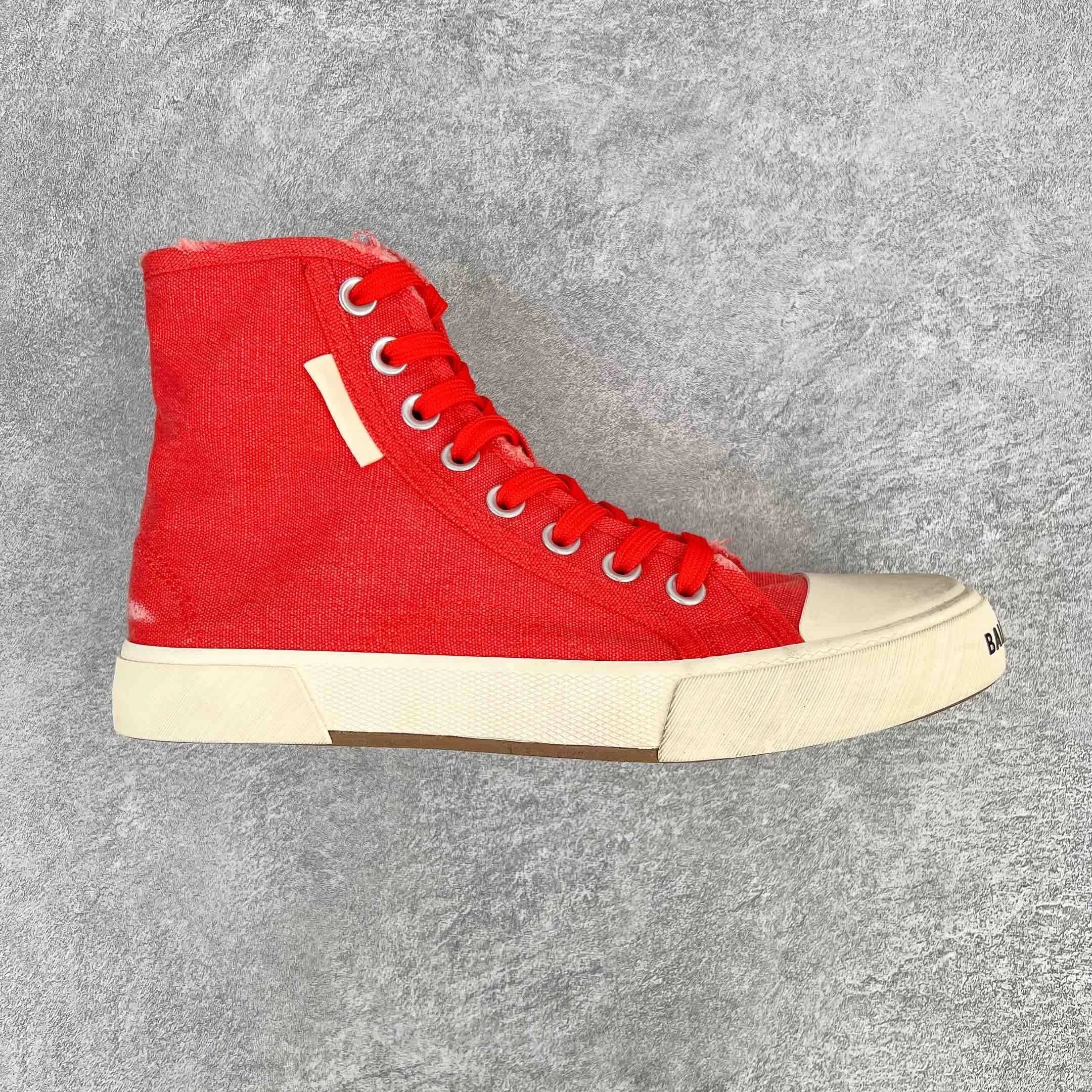 Unbranded Sneakers Distressed Denim Lace-Up — Red high-top