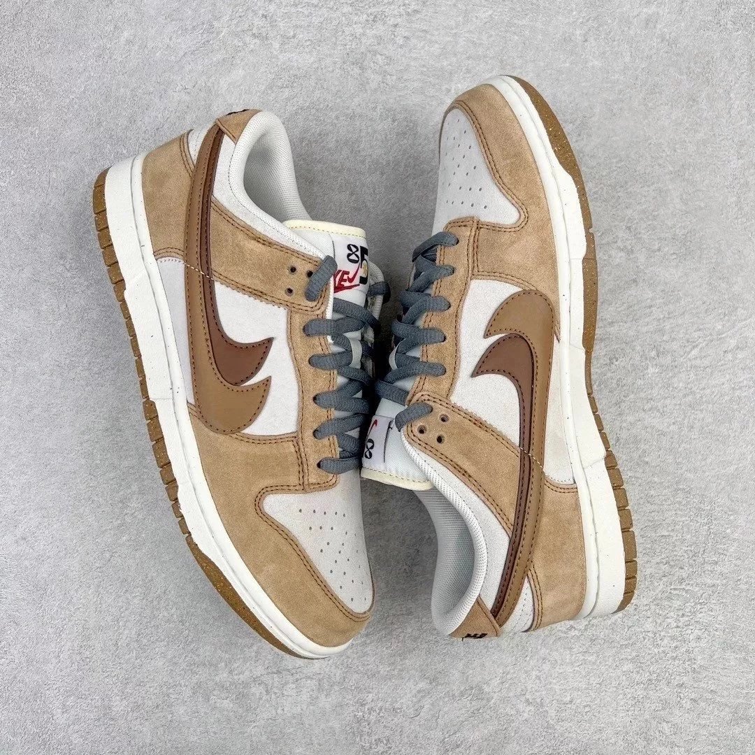 Nike Sneakers Dunk Low SE 85 Double Hook Deconstruction — Gingerbread Yellow Christmas