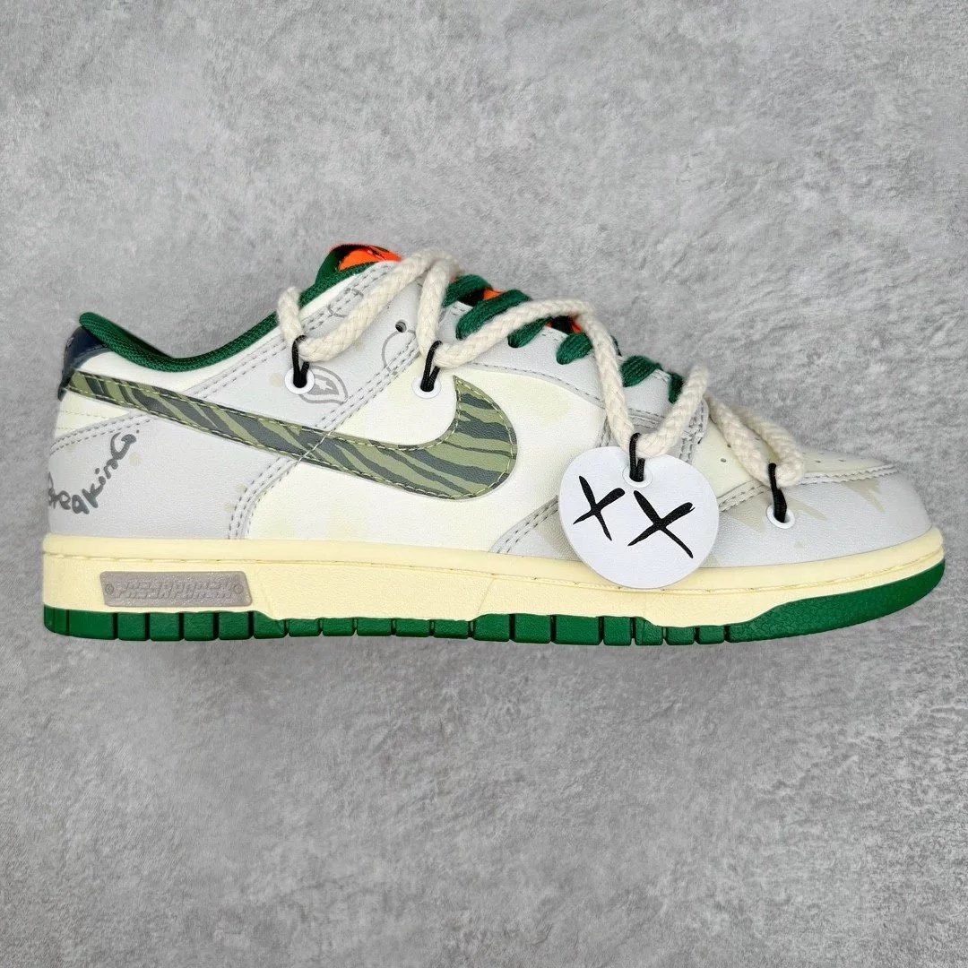 Nike Sneakers Dunk Low custom deconstructed — ghost face sea white green orange
