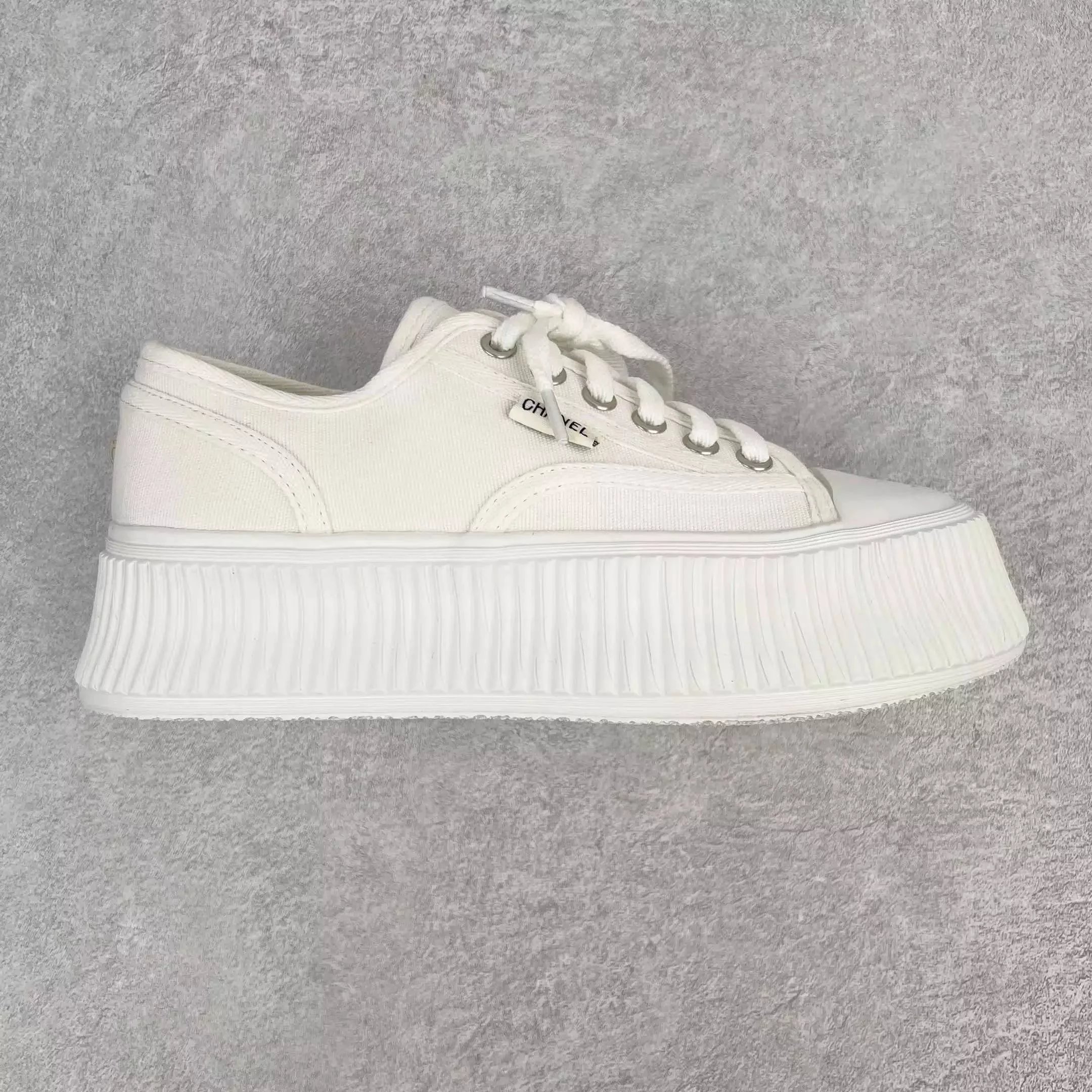 Chanel Sneakers Platform Tweed — White