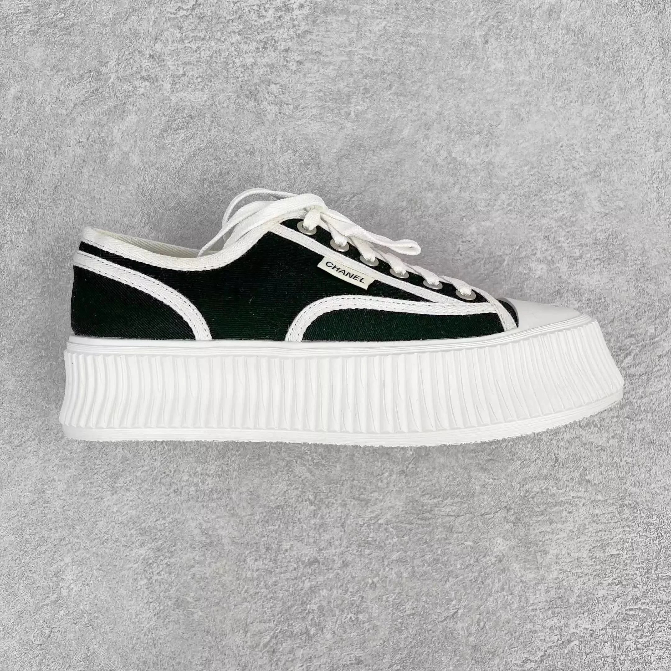 Chanel Sneakers Platform Tweed — Black