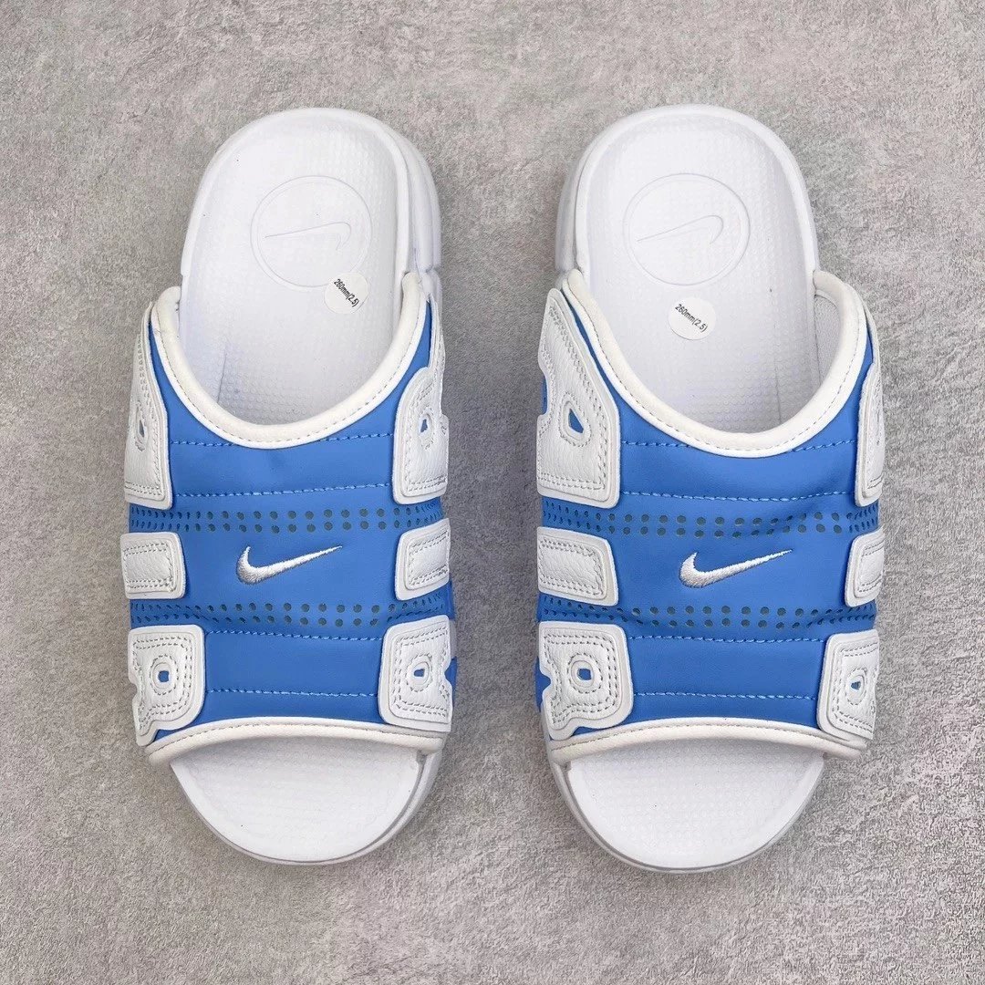 Nike Sandals Air More Uptempo Slide — White and blue