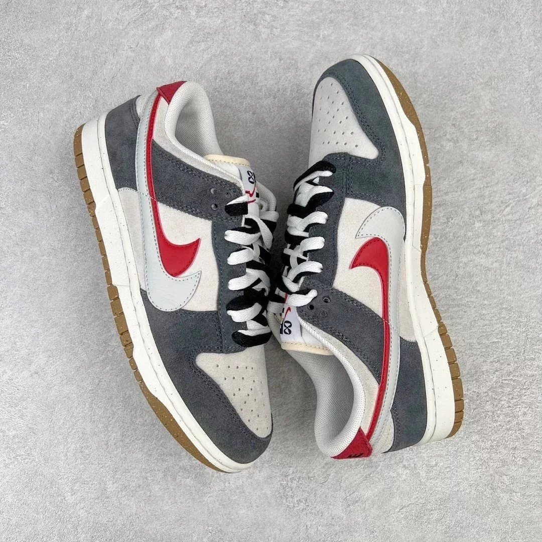 Nike Sneakers Dunk Low SE 85 Double Hook Deconstruction — Gray Red
