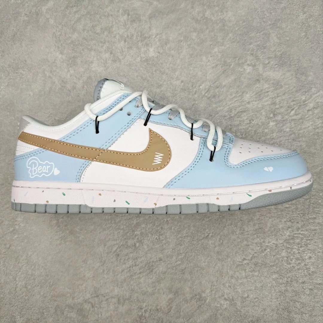 Nike Sneakers Dunk Low custom deconstructed — Little Bear Story White Blue Brown