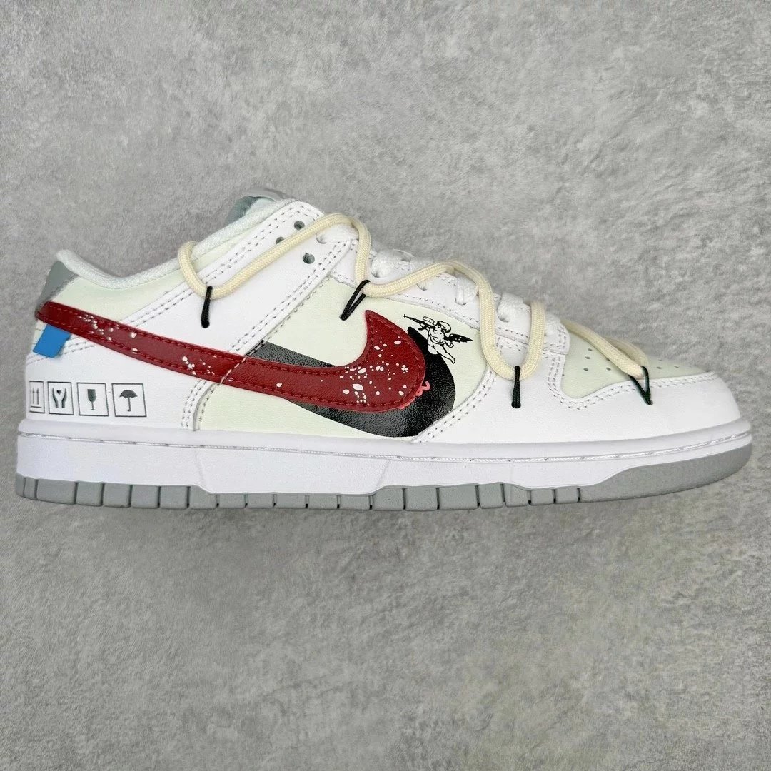 Nike Sneakers Dunk Low custom deconstructed — travel angel white red
