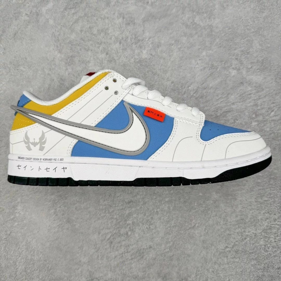 Nike Sneakers SB Dunk Low Saint Seiya-inspired graphic design — White and blue