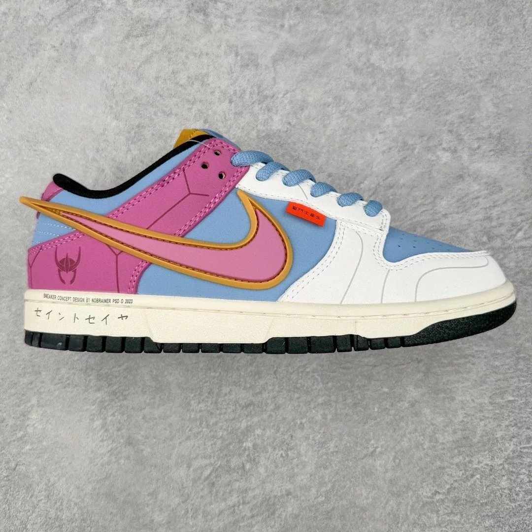 Nike Sneakers SB Dunk Low Saint Seiya-inspired graphic design — White, blue, and purple