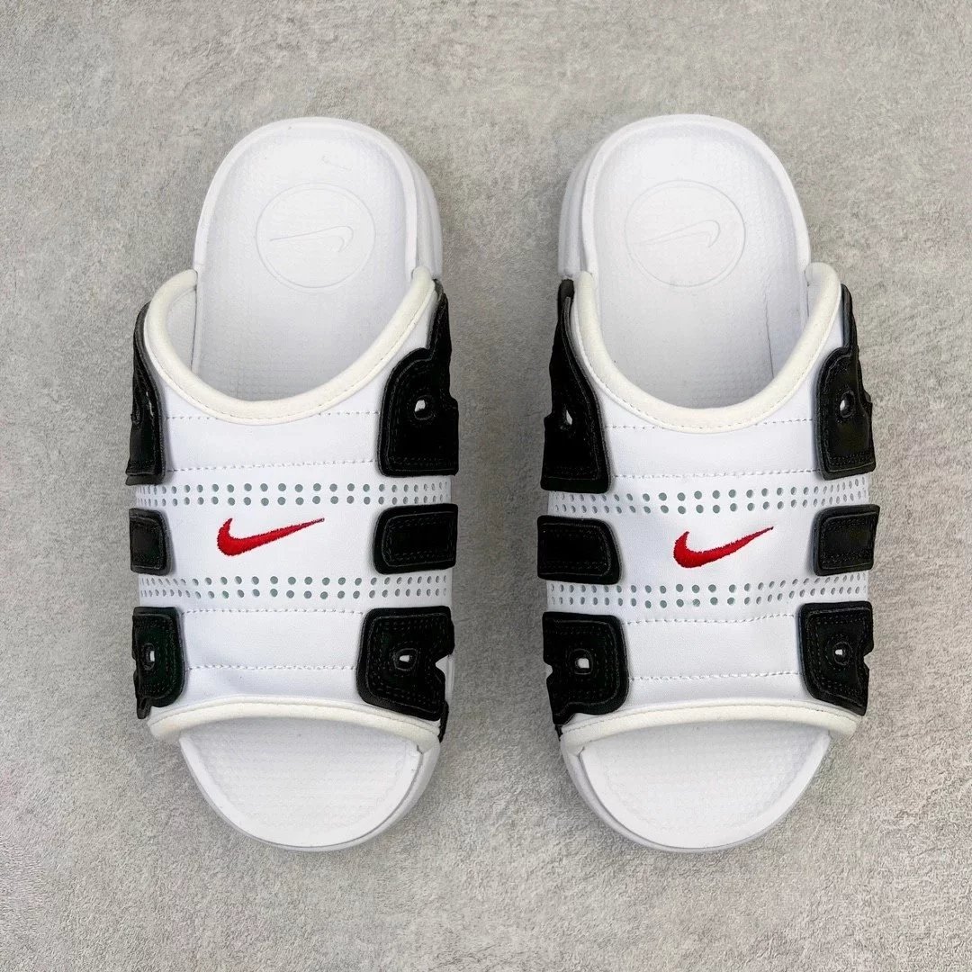 Nike Sandals Air More Uptempo Slide — Black and white