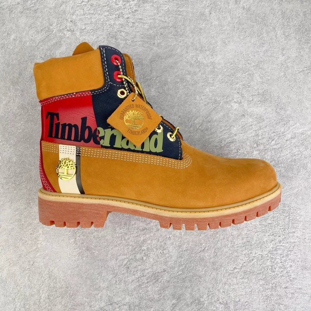Timberland Boots Lace-Up Ankle with Lug Soles — black red khakis