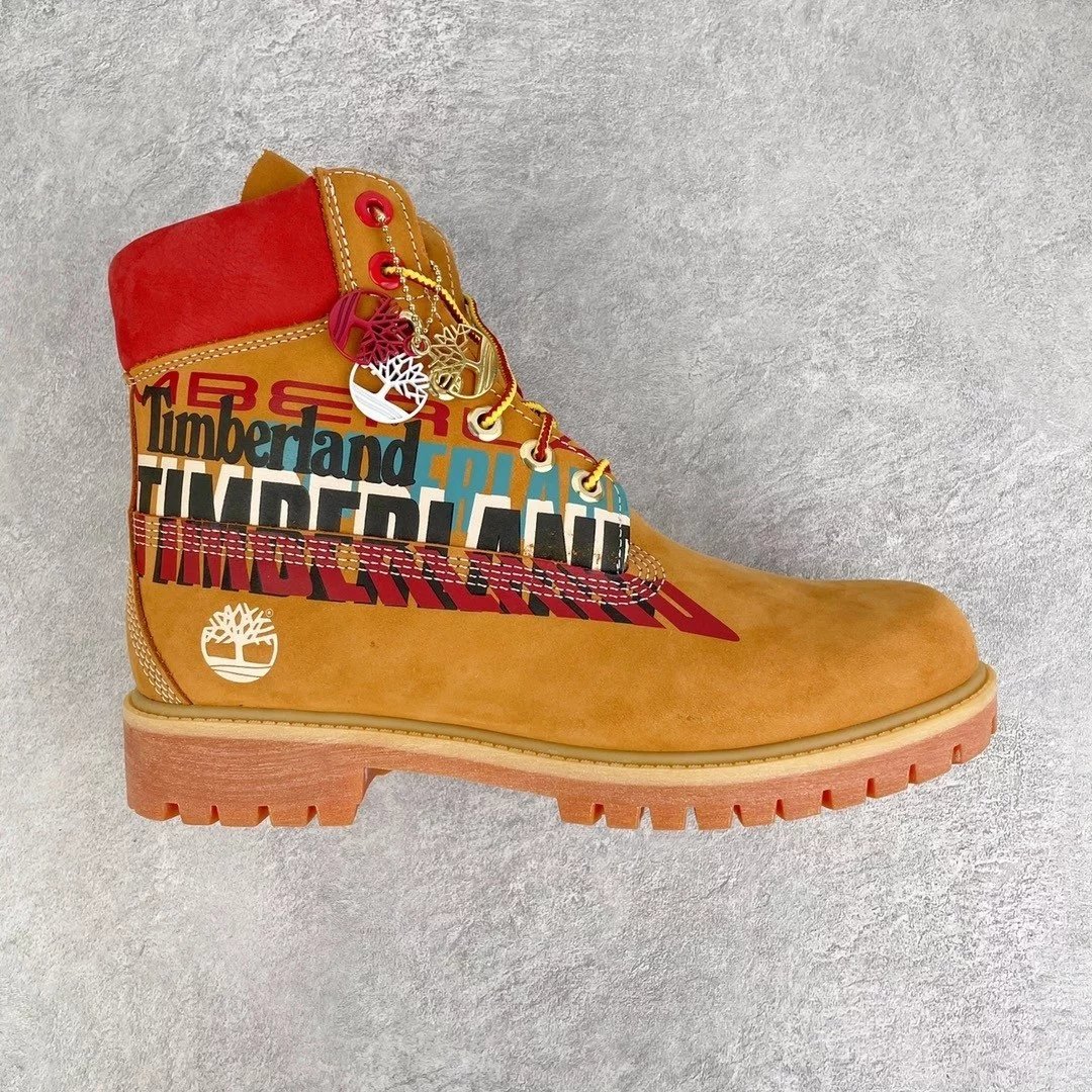 Timberland Boots Lace-Up Ankle with Lug Soles — Khaki Red log