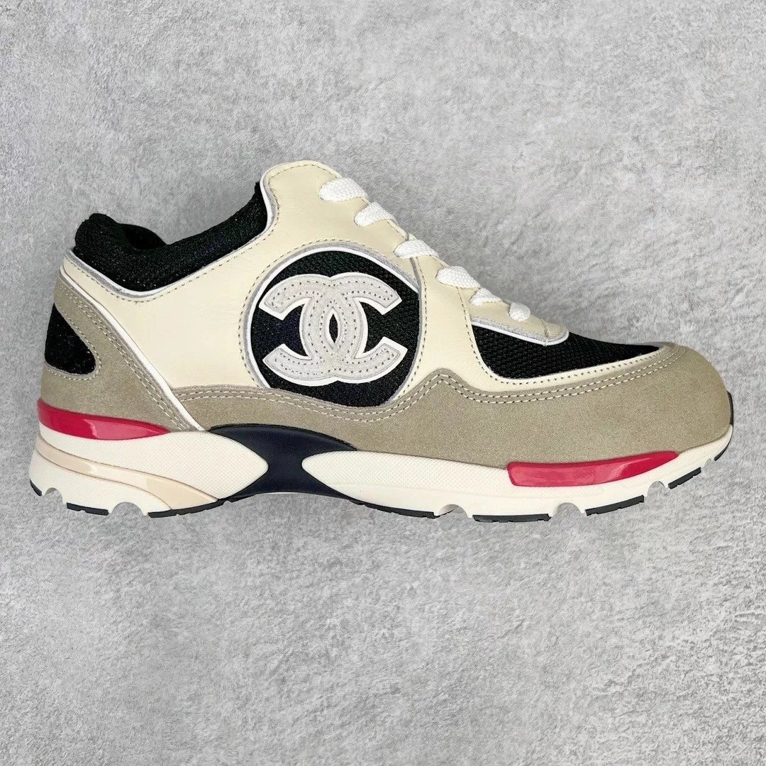 Chanel Sneakers Low-Top Knit Chunky with Interlocking CC Logo — Rice brown