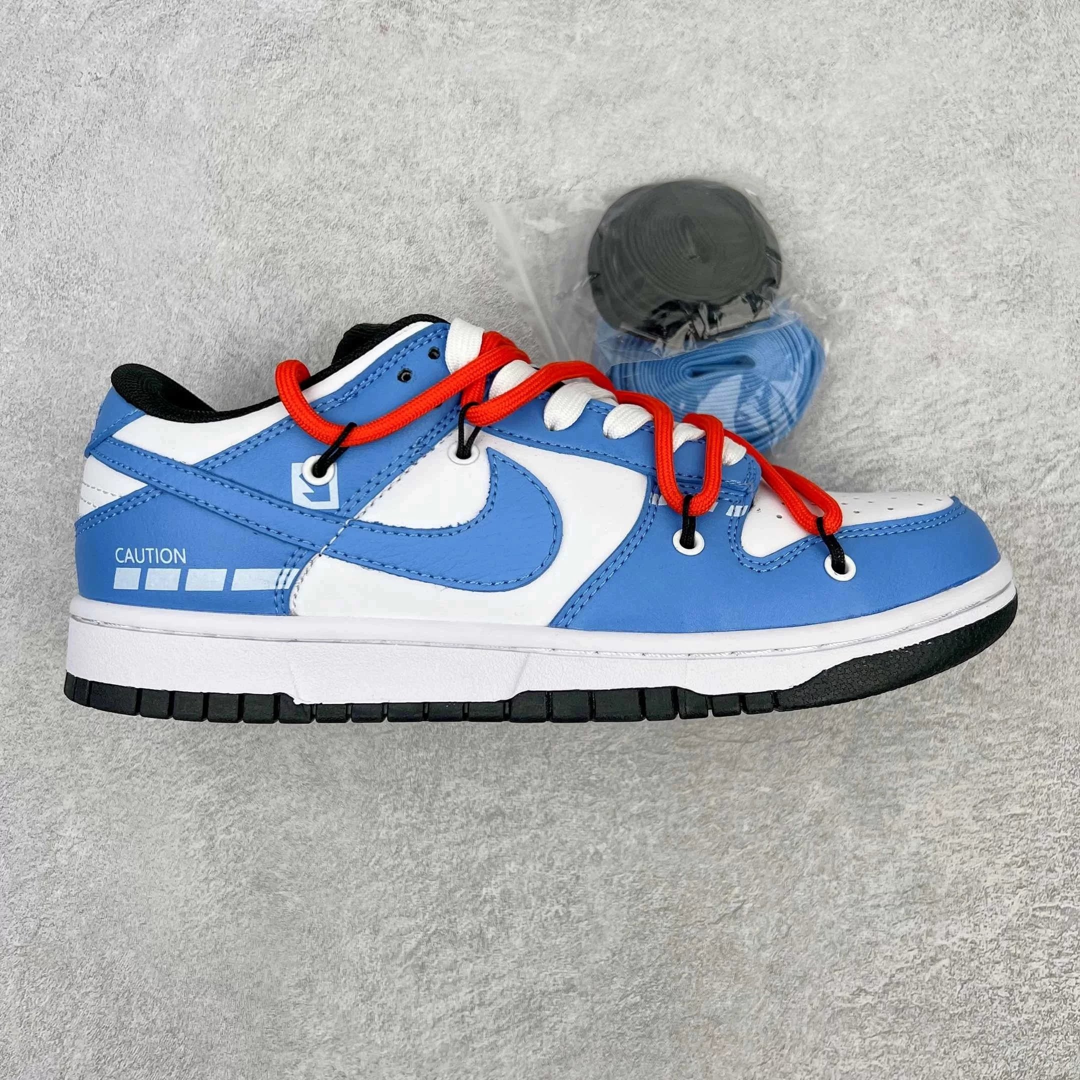 Nike Sneakers Dunk Low Retro Deconstructed Lace Design — White and blue