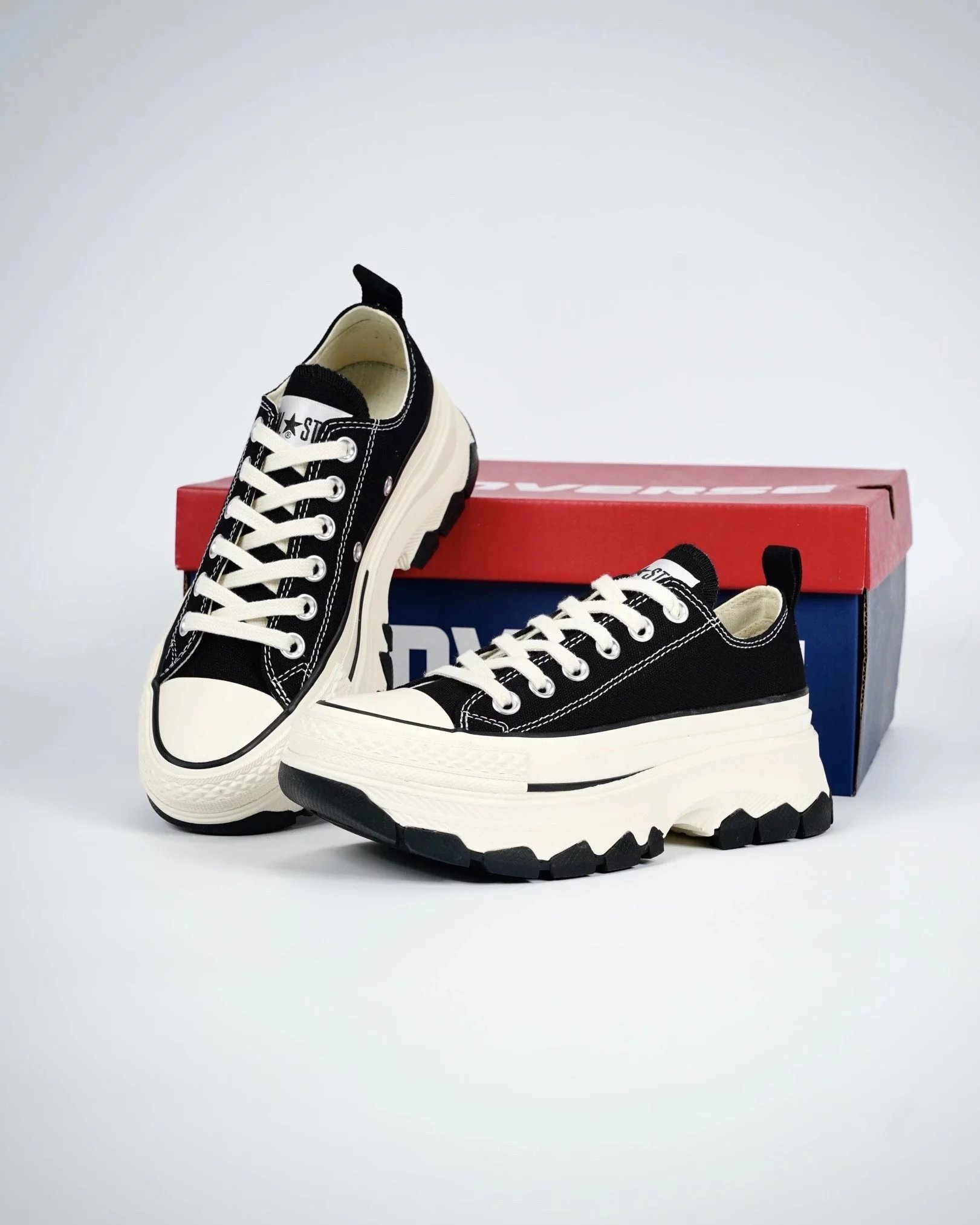 Converse Sneakers All Star 100 Trekwave H platform canvas — black and white low side