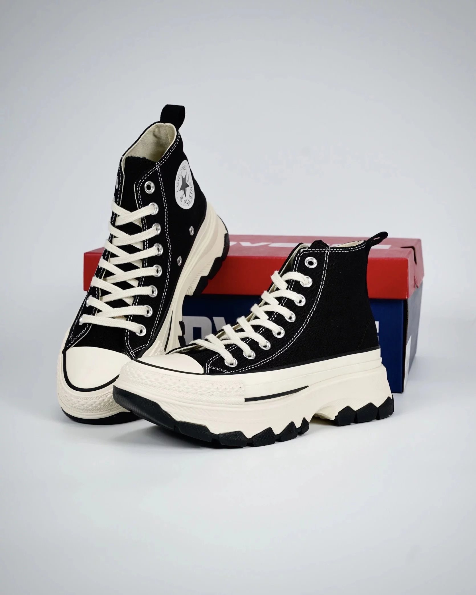 Converse Sneakers All Star 100 Trekwave H platform canvas — Black and white, high-top