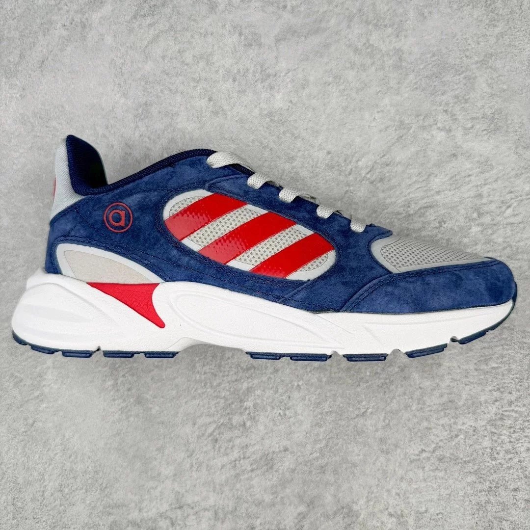 Unbranded Sneakers Retro low-top lace-up with three-stripe side panels — Gray, blue, and red