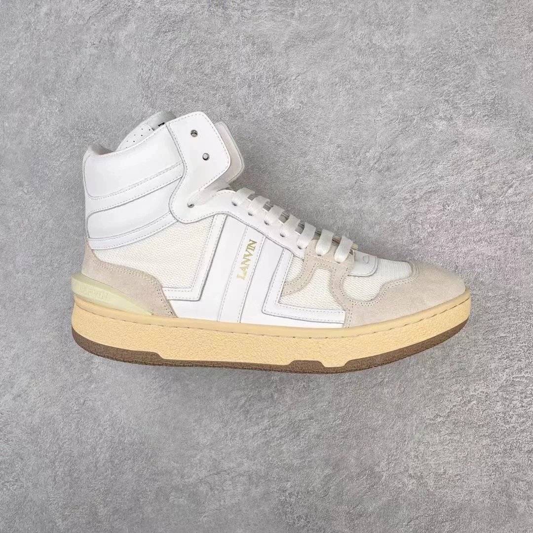 Lanvin Sneakers High-top lace-up with contrast side panels — White high-top