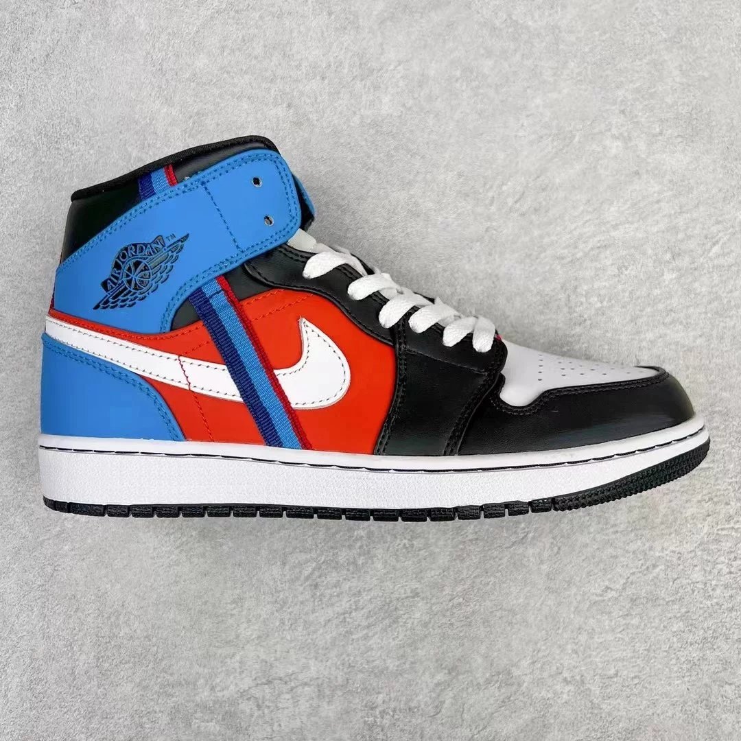 Jordan Sneakers Air 1 Mid — Black, blue, and red