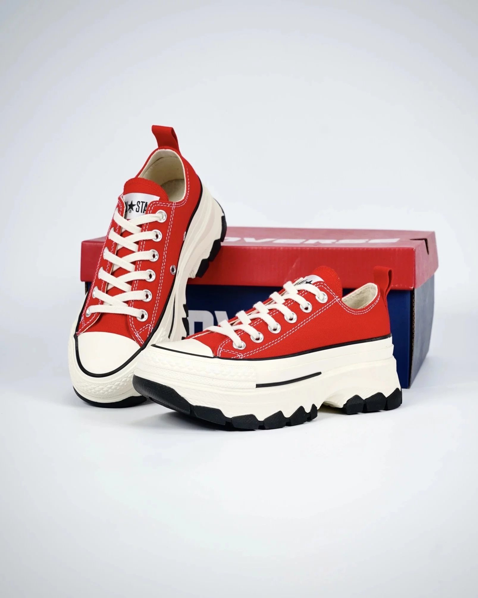 Converse Sneakers All Star 100 Trekwave H platform canvas — red low side