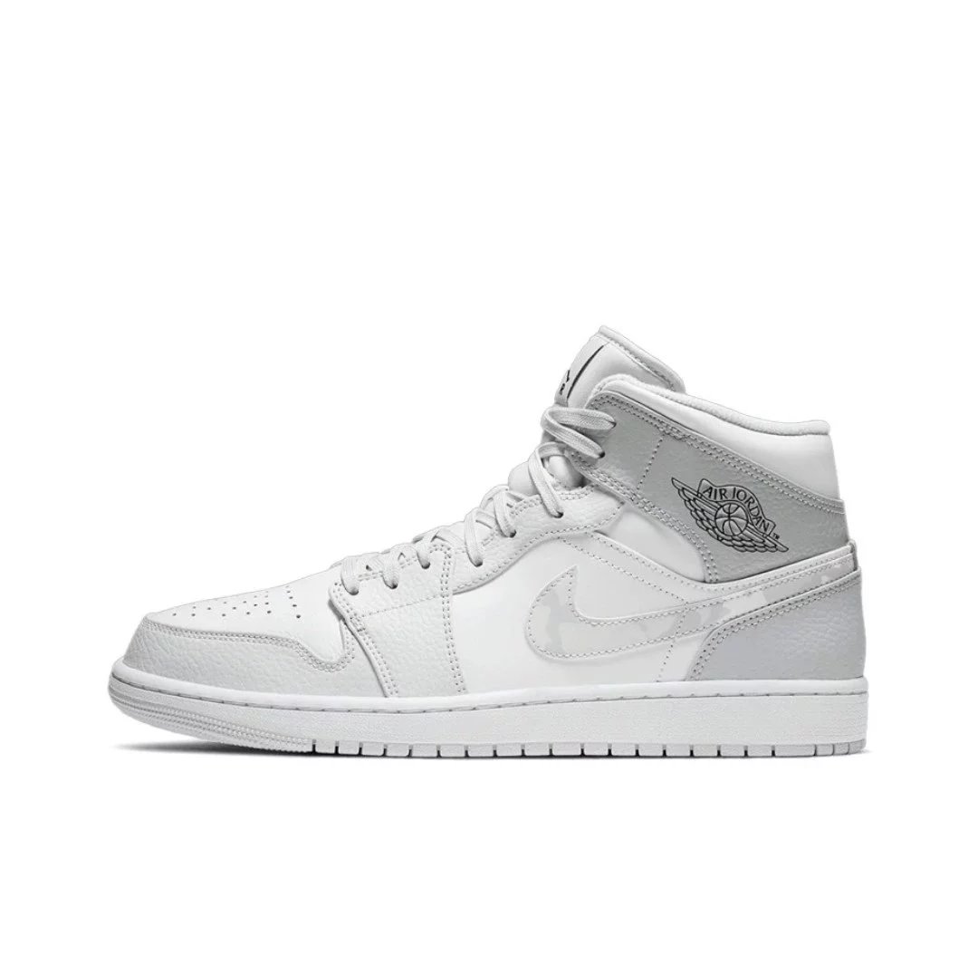 Nike Sneakers Air Jordan 1 Mid — White and gray camouflage DC 9035-100