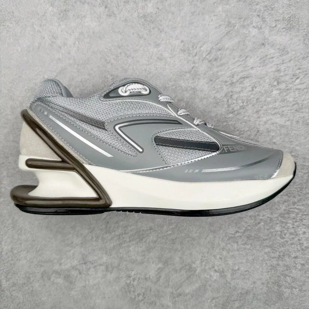 Fendi Sneakers Low-Top Mesh with Sculptural Heel Cage — gray
