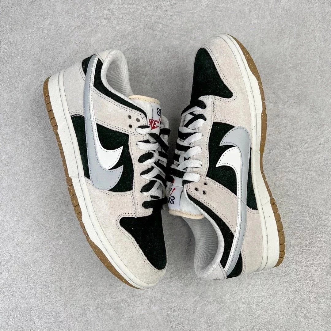 Nike Sneakers Dunk Low SE 85 Double Hook Deconstruction — Black, white, and gray