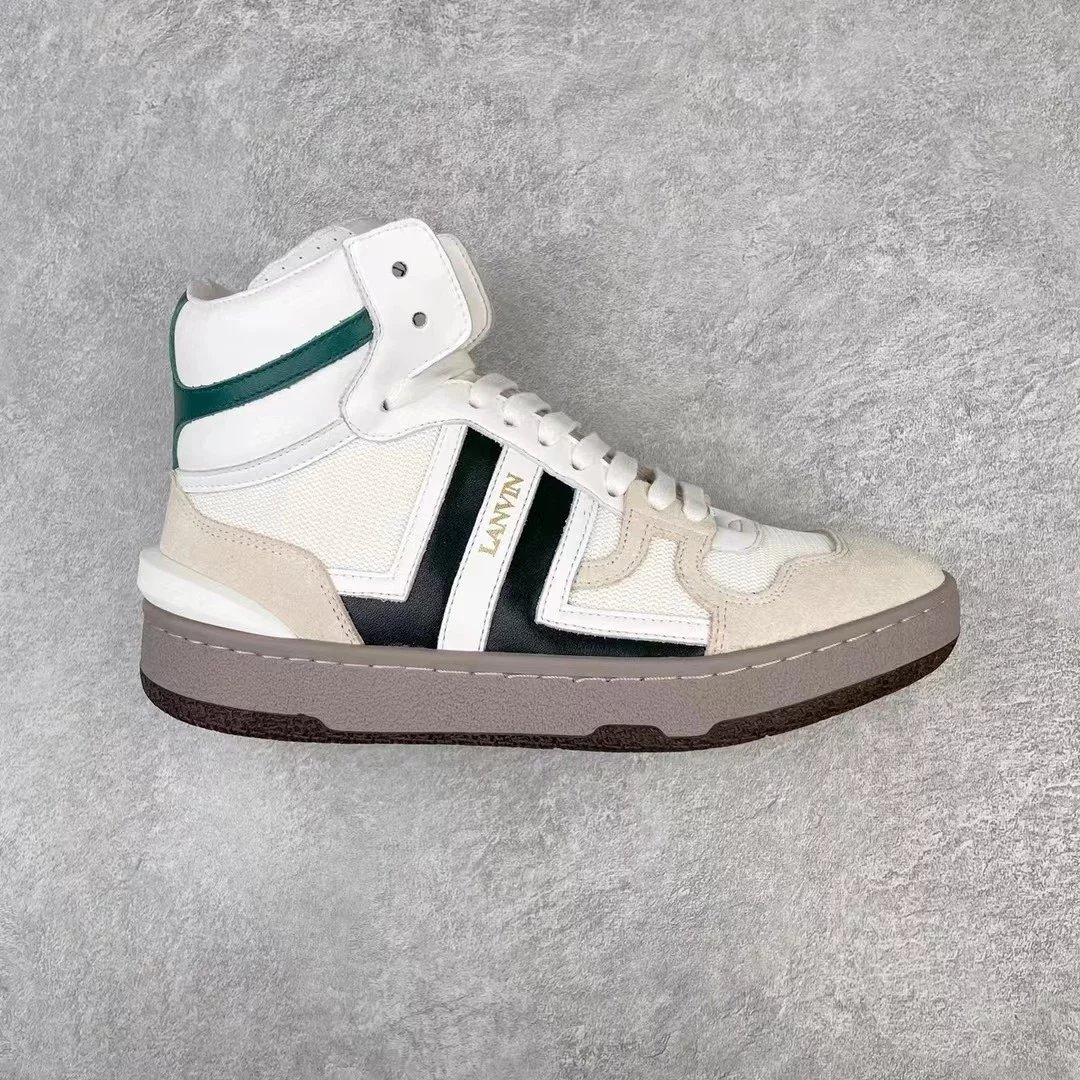 Lanvin Sneakers High-top lace-up with contrast side panels — White and black high-top