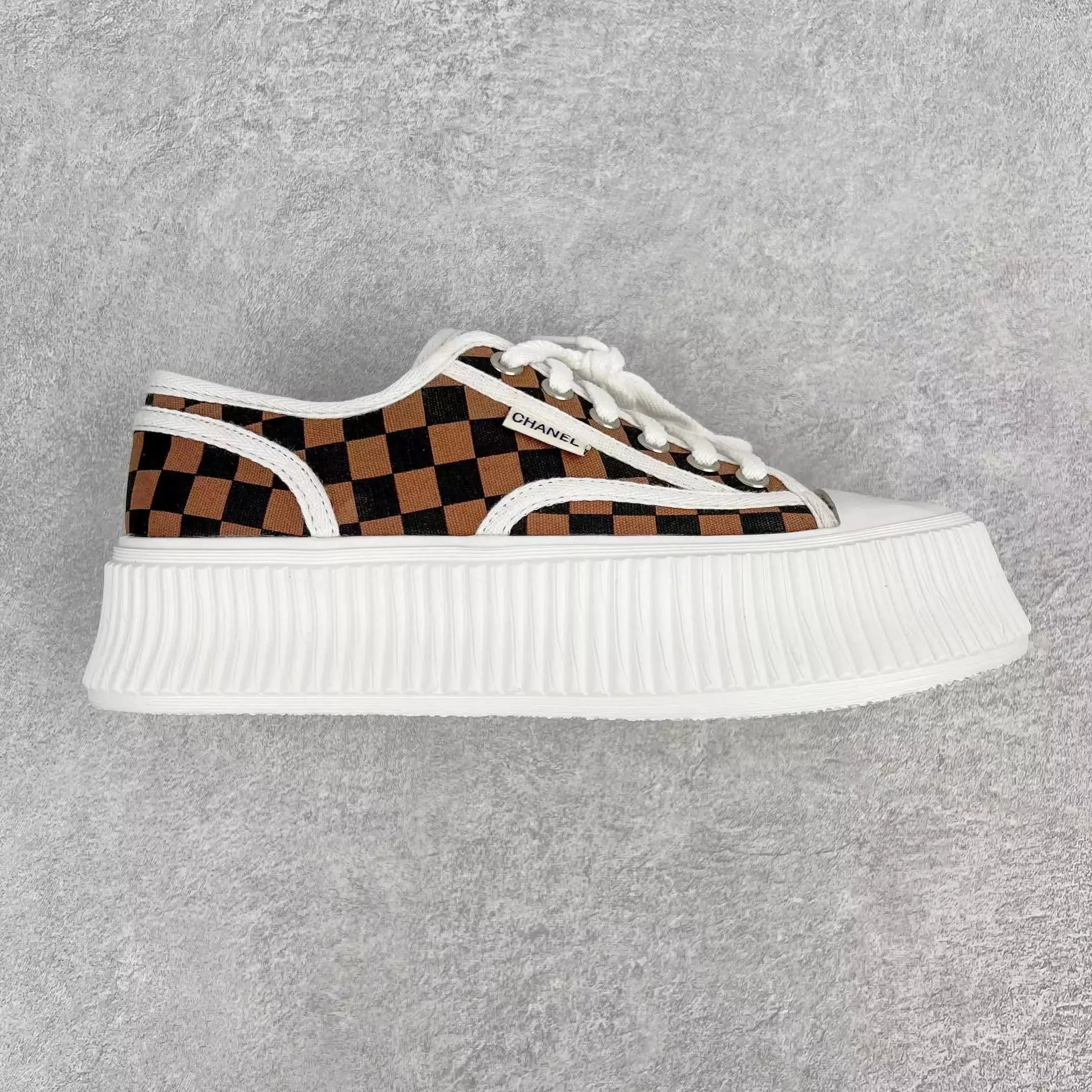 Chanel Sneakers Platform Tweed — Black orange