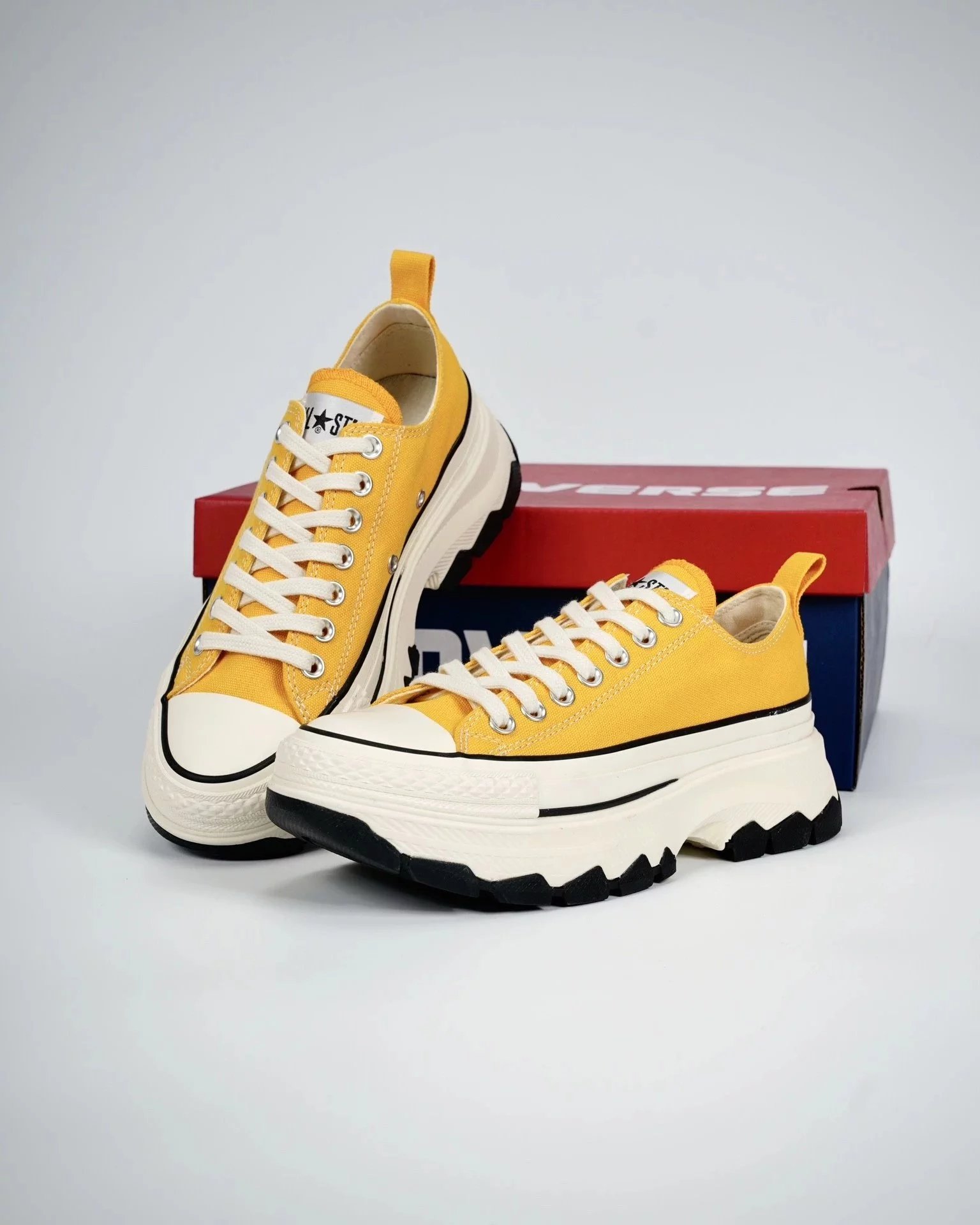 Converse Sneakers All Star 100 Trekwave H platform canvas — yellow low side