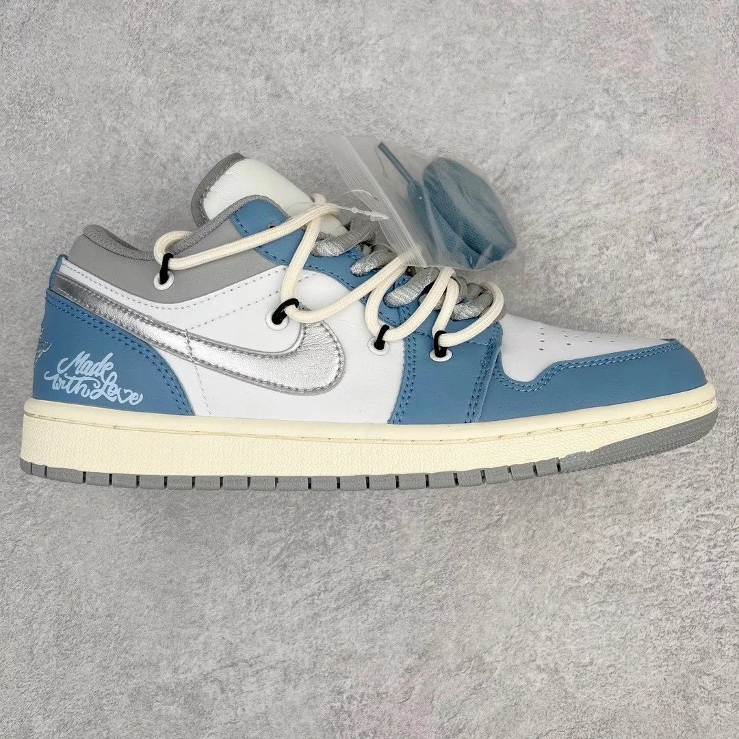 Nike Sneakers Air Jordan 1 Low Deconstruction Custom — Silver Blue