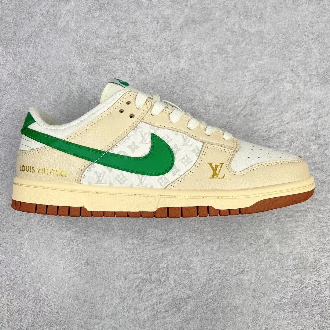 Nike Sneakers Dunk Low custom low-top — White, brown, green