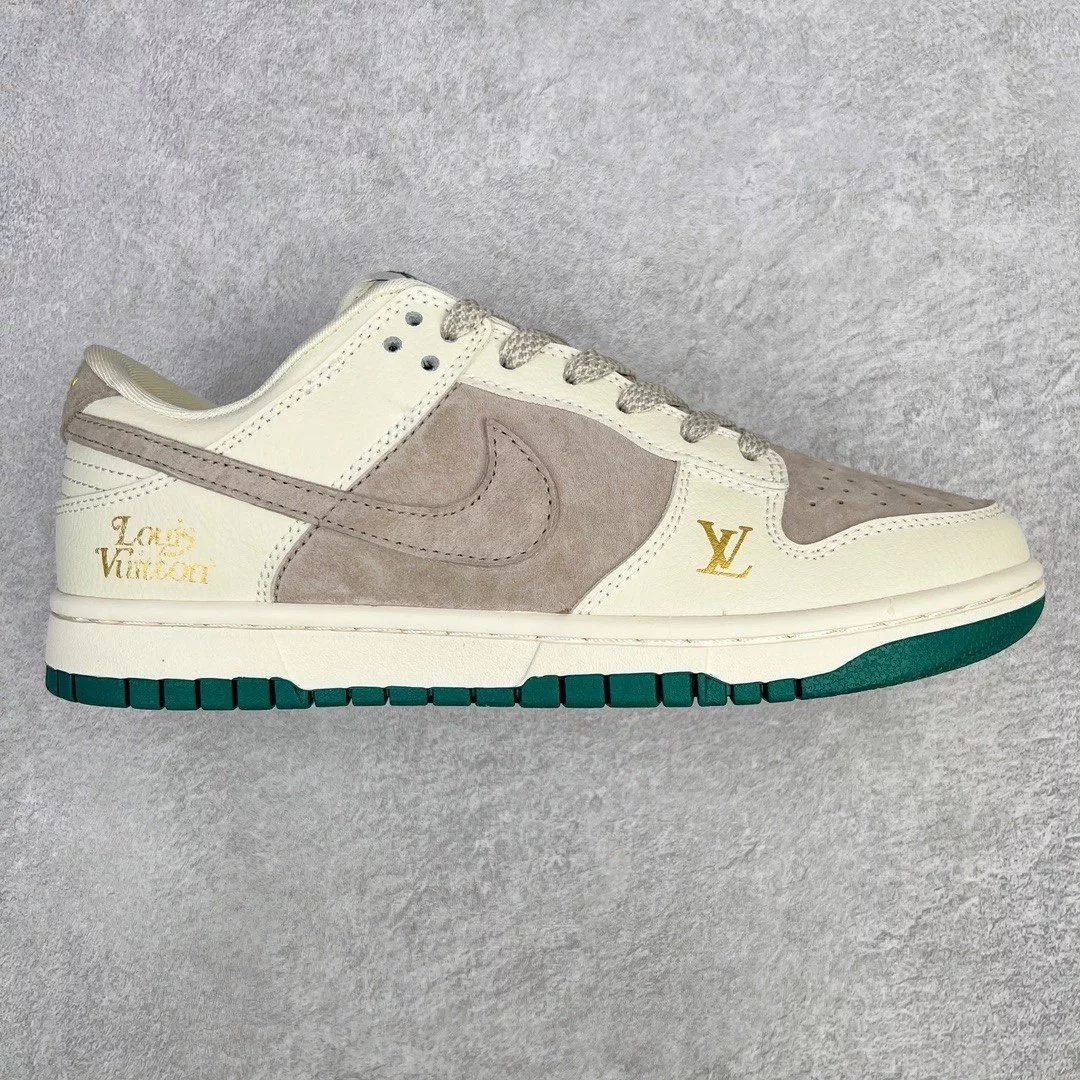 Nike Sneakers Dunk Low custom low-top — White, gray, green