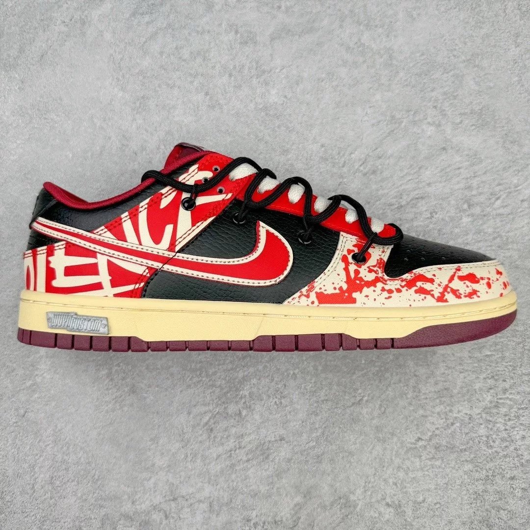 Nike Sneakers Dunk Low custom deconstructed — violence aesthetics black and red