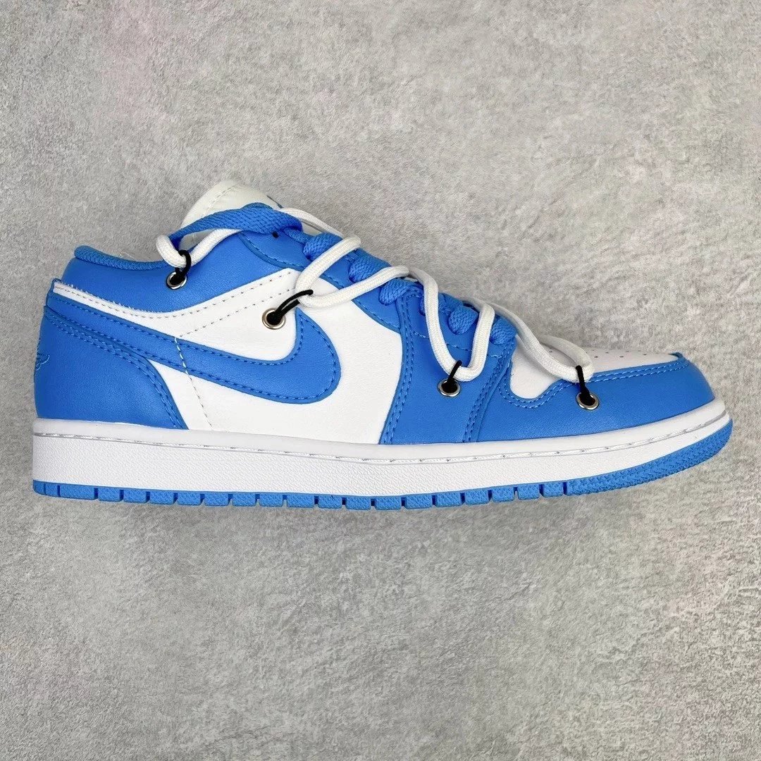 Nike Sneakers Air Jordan 1 Low Deconstruction Custom — white blue white strap