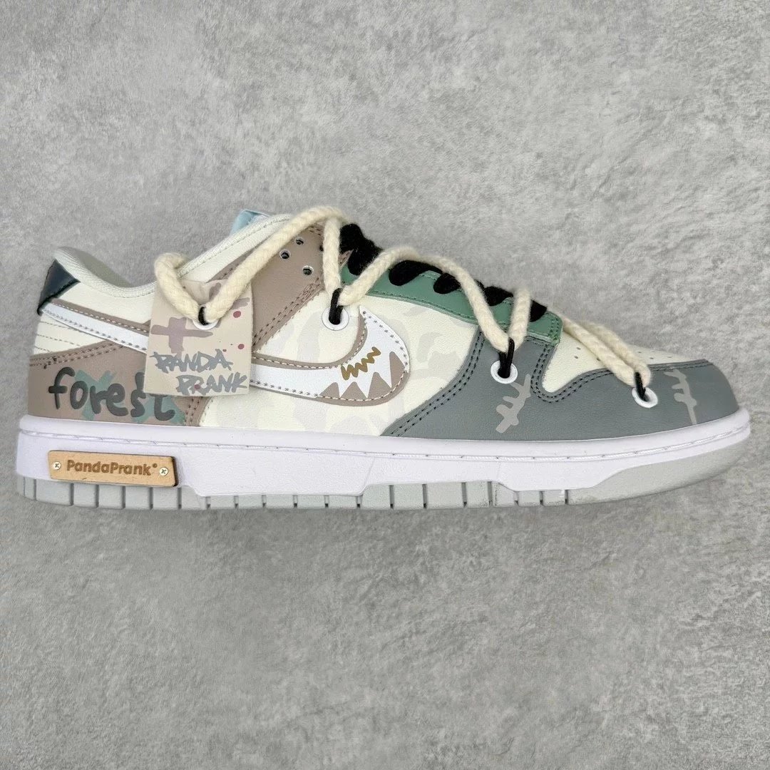 Nike Sneakers Dunk Low custom deconstructed — forest fruit gray
