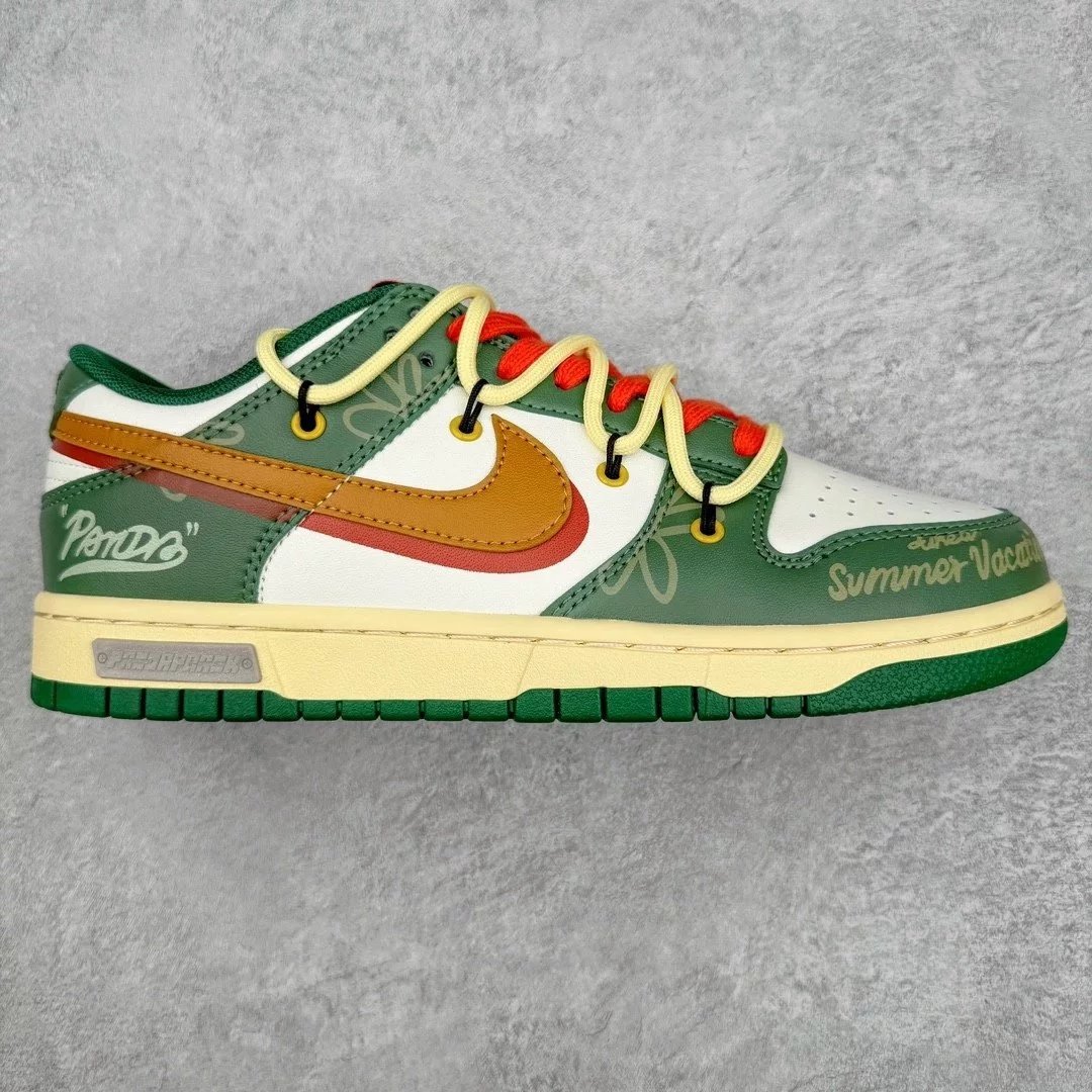 Nike Sneakers Dunk Low custom deconstructed — Summer graffiti green orange