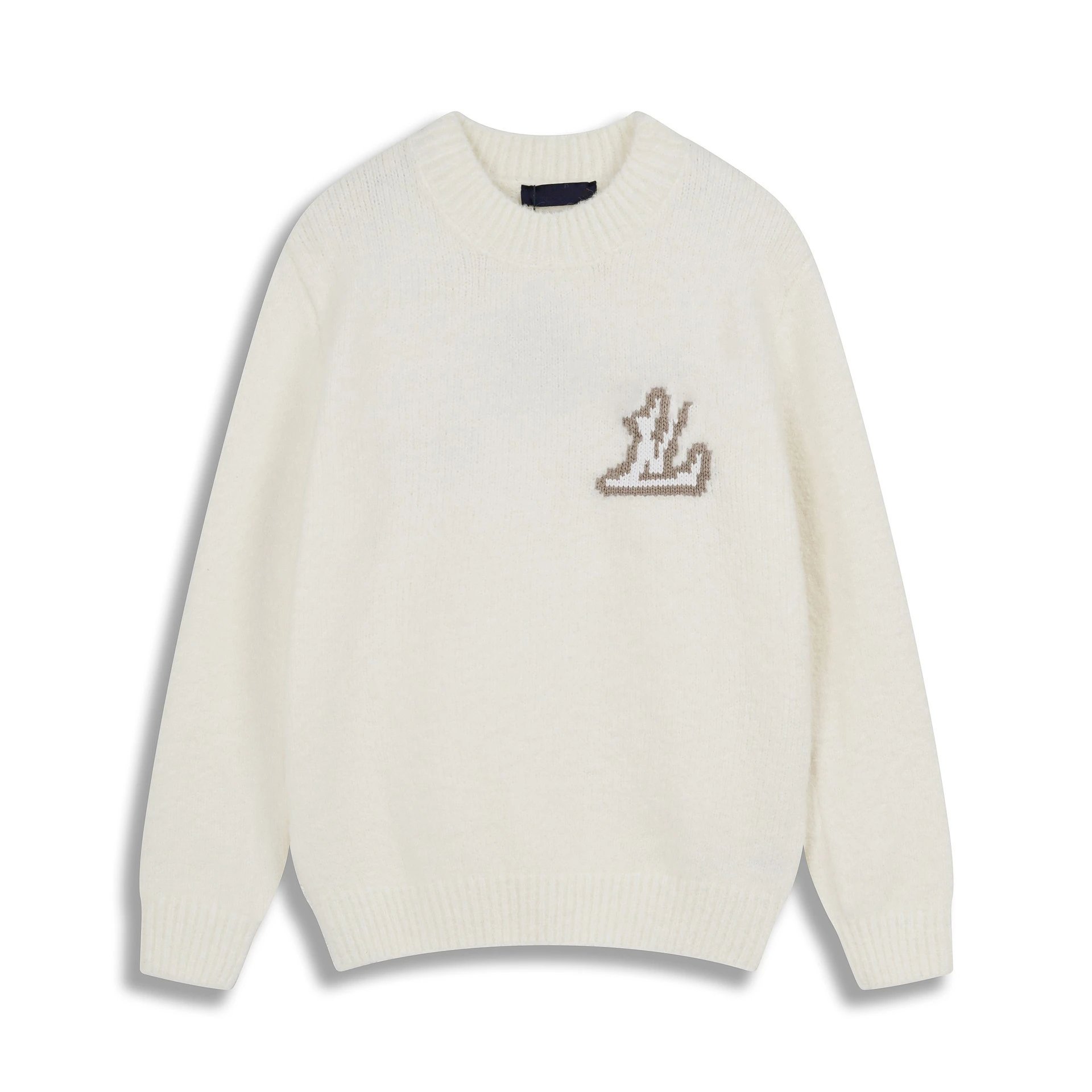 A6 white (wool blend round neck sweater)