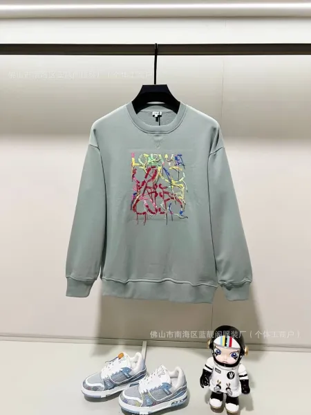 Loewe Graffiti Embroidered Sweatshirt in Sage Green Hoodie - 1