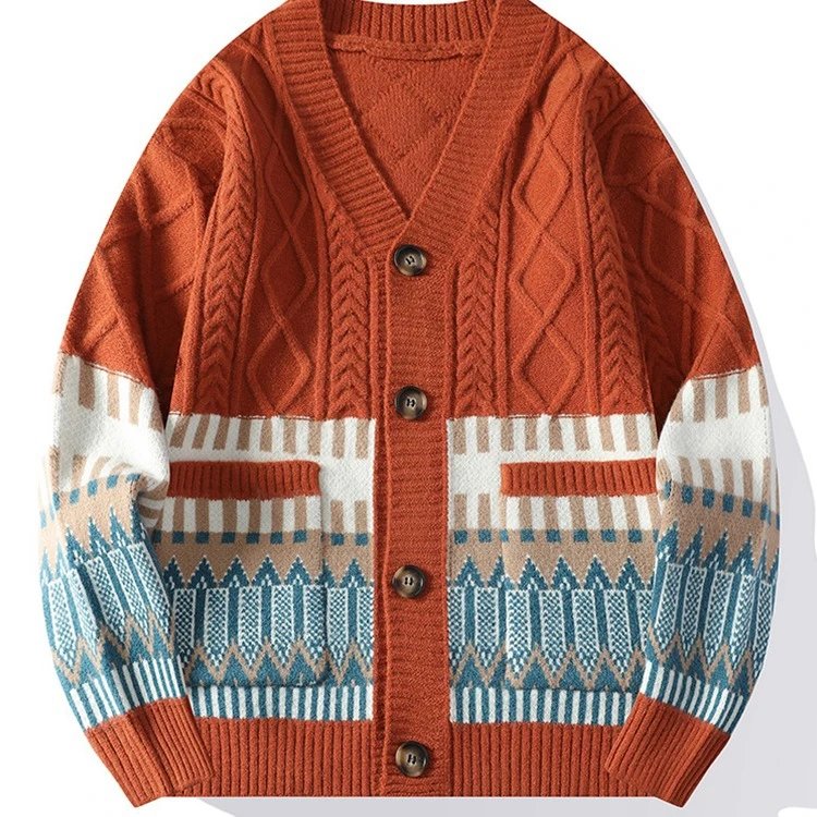 Ethnic V-Neck Knit Sweater