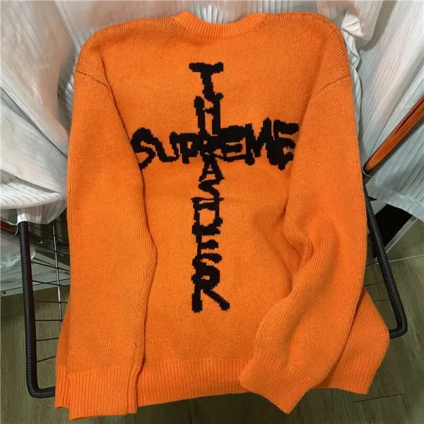 Design Oversized Crewneck Knit Sweater in Charcoal Gray - 6