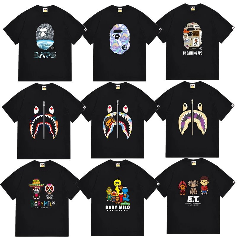 BAPE Abc Camo Shark / Baby Milo / E.t. / Sticker Ape Head T-Shirts