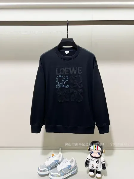 Loewe Anagram Embroidered Black Hoodie - 1