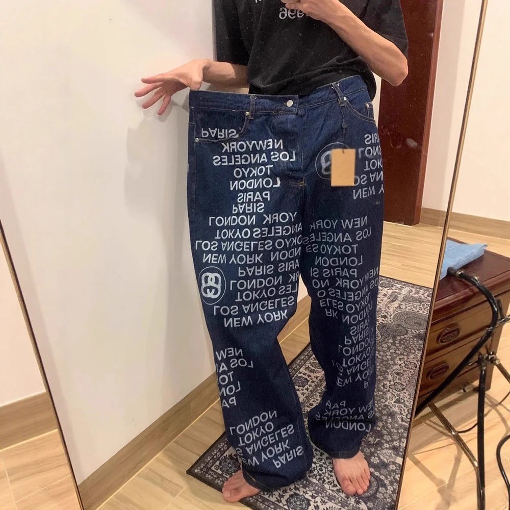Wide-Leg Washed Denim Jeans