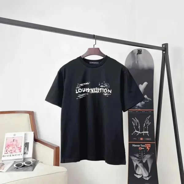Louis Vuitton Distressed Logo Black T-Shirt - 1