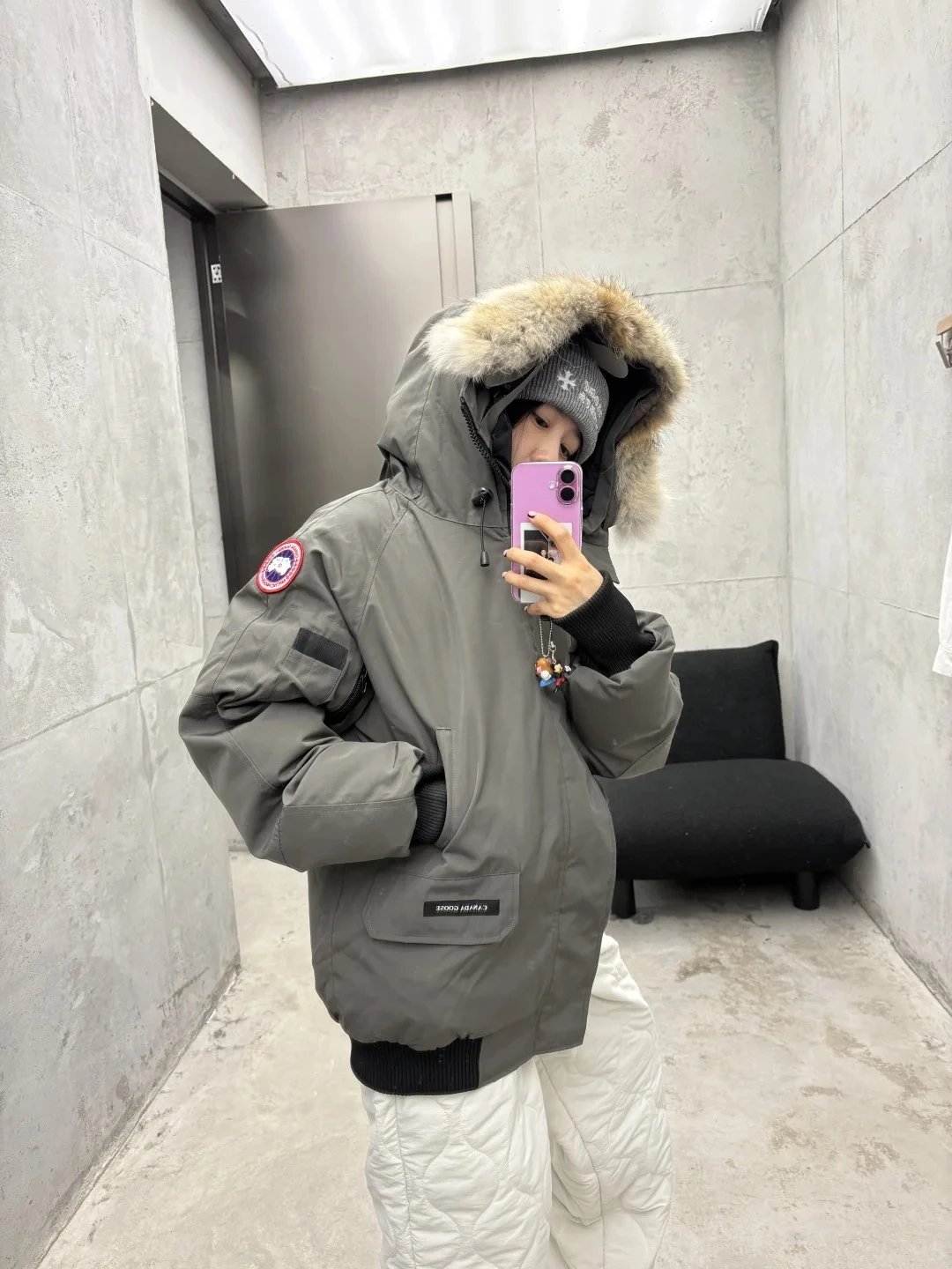 Canada Goose Expedition Parka Black with Raccoon Fur Trim Down Jacket - 19