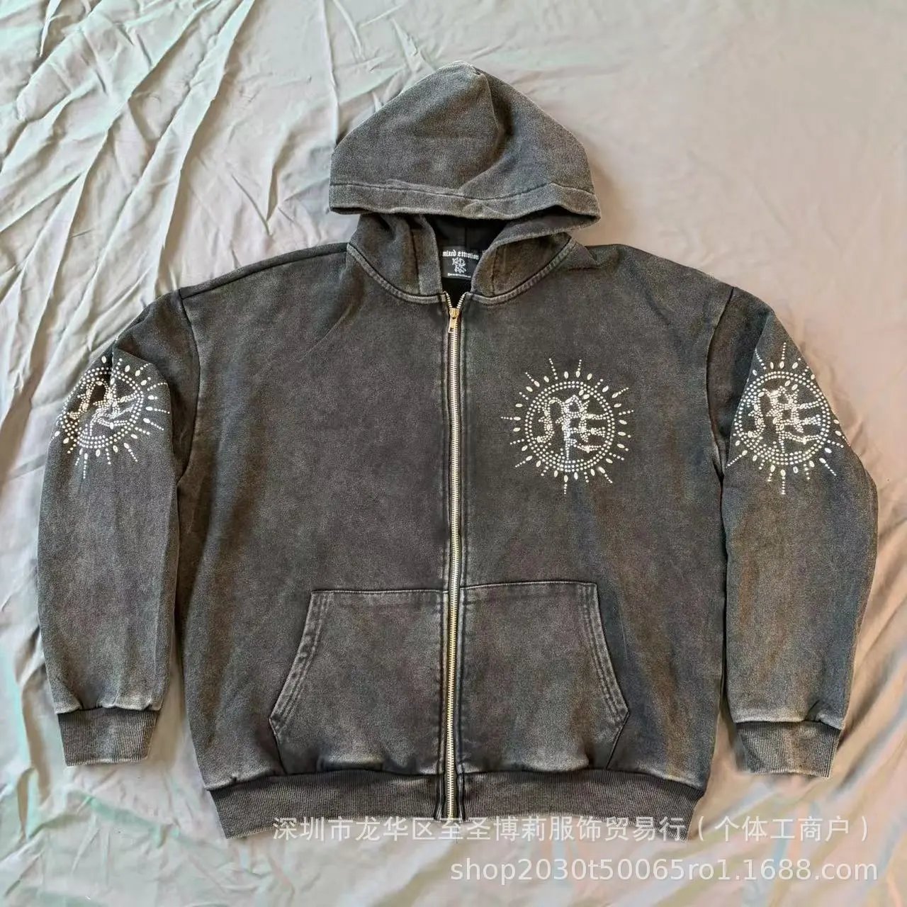 Mix Zip Hoodie Sweatshirt photo 6