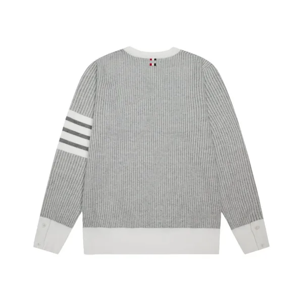 Thom Browne 4-Bar Stripe Ribbed Sweater Gray - 7
