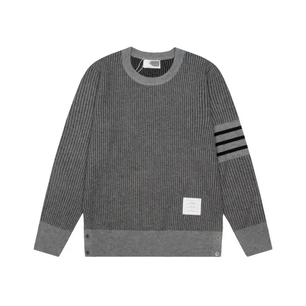 Thom Browne 4-Bar Stripe Ribbed Sweater Gray - 1