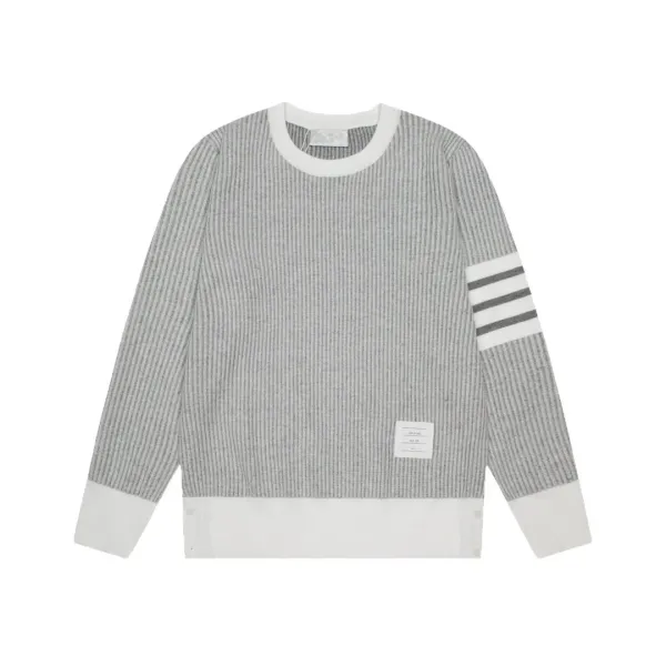 Thom Browne 4-Bar Stripe Ribbed Sweater Gray - 1