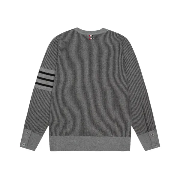Thom Browne 4-Bar Stripe Ribbed Sweater Gray - 5