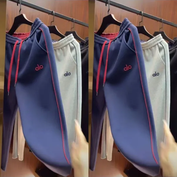 Alo Yoga Track Pants Navy with Red Trim Sweatpants - 1